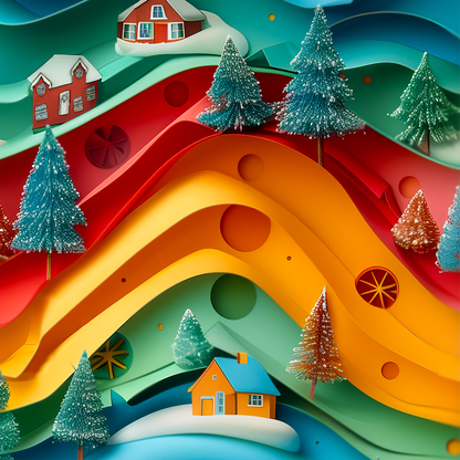 Christmas Winter Village Wrapping Paper – Colorful, Playful, and Perfect for Holiday Cheer!