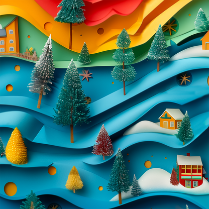 Christmas Winter Village Wrapping Paper – Colorful, Playful, and Perfect for Holiday Cheer!